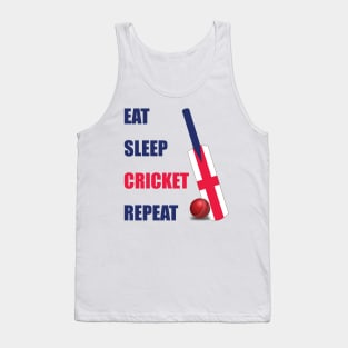 Eat Sleep Cricket Repeat England Flag Cricket Bat Tank Top